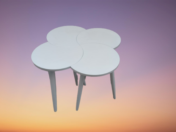 Zigon-Orta 19616 Sehpa Takım HİLAL Model Parlak Beyaz Kayın RETRO Ayak Elyapım - 8