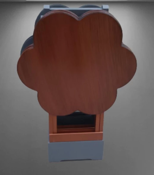 Çanta Zigon 9109 Sehpa Papatya Model Ahşap MDF Ceviz ve Gri Renk Uyum El Yapımı - 5