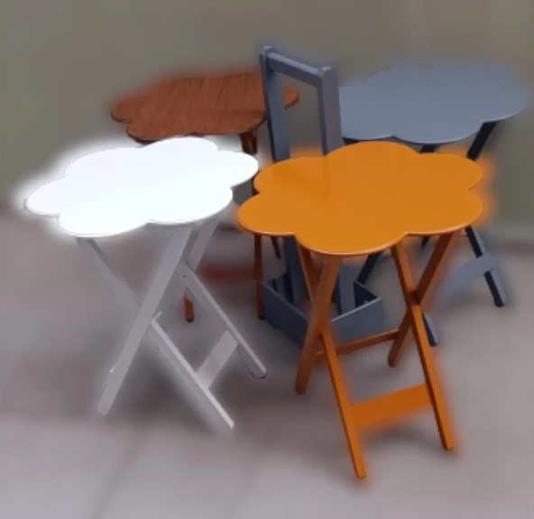 Çanta Zigon 90115 Sehpa Papatya Ahşap Mdf 4Renk Ceviz Hardal Beyaz-Gri Renk Uyum - 4