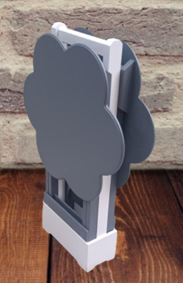 Çanta Zigon 90102 Sehpa Papatya  Model İkili Tk Ahşap Mdf Gri Renk Uyum El Yapım - Resim 4