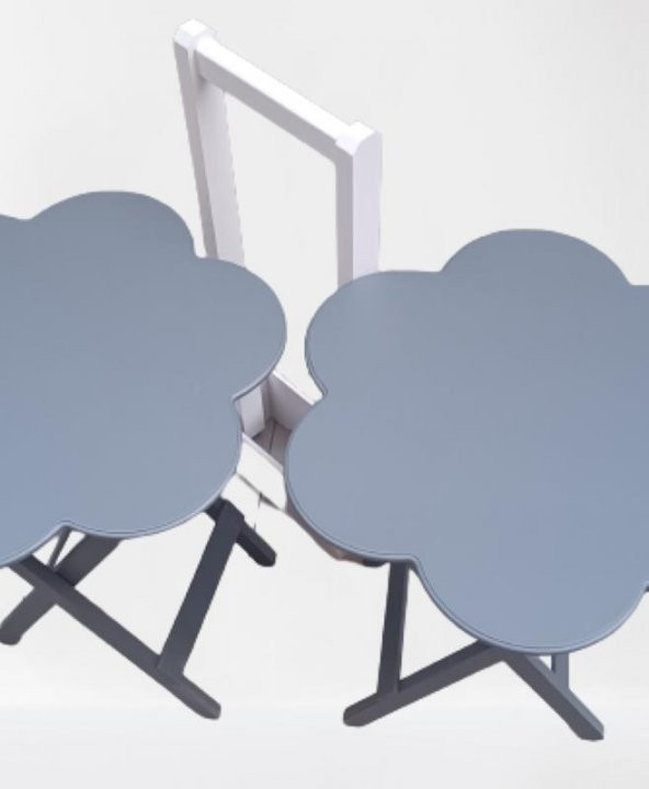 Çanta Zigon 90102 Sehpa Papatya  Model İkili Tk Ahşap Mdf Gri Renk Uyum El Yapım - Resim 7