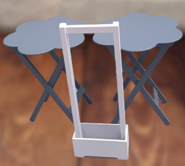 Çanta Zigon 90102 Sehpa Papatya  Model İkili Tk Ahşap Mdf Gri Renk Uyum El Yapım - Resim 9