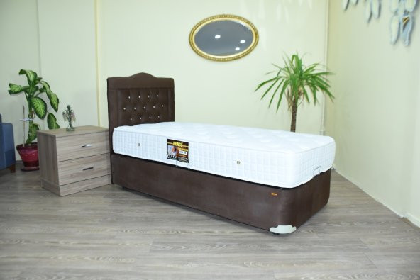 Baza-Yatak-Başlık 13439 MODEL 90*190 TayTüy Acı kahve Kumş Ort Pamuk Yatak Elyapı - 2