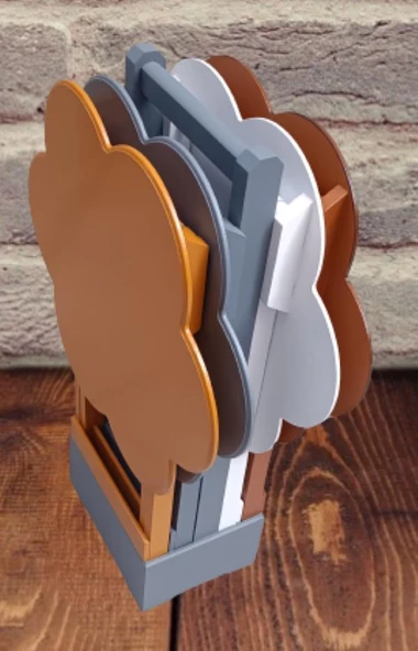 Çanta Zigon 90115 Sehpa Papatya Ahşap Mdf 4Renk Ceviz Hardal Beyaz-Gri Renk Uyum - 7