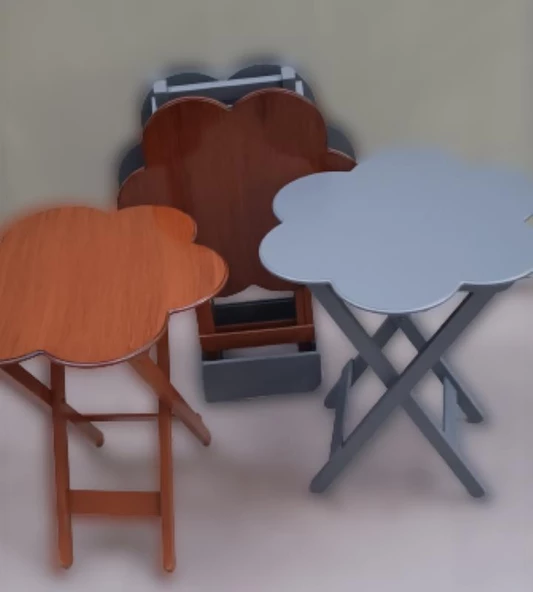 Çanta Zigon 9109 Sehpa Papatya Model Ahşap MDF Ceviz ve Gri Renk Uyum El Yapımı