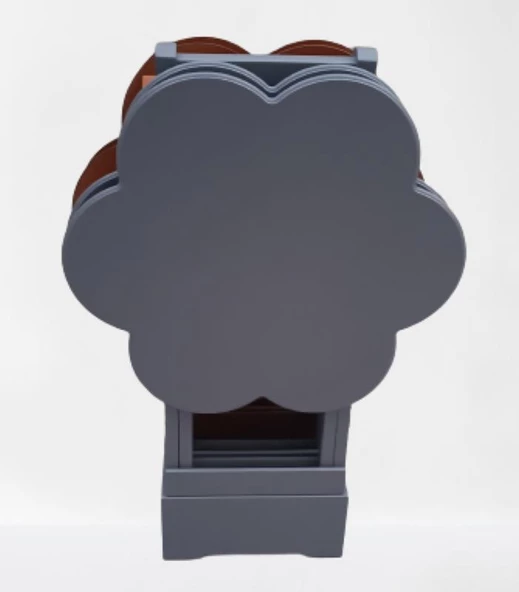 Çanta Zigon 9109 Sehpa Papatya Model Ahşap MDF Ceviz ve Gri Renk Uyum El Yapımı - 3