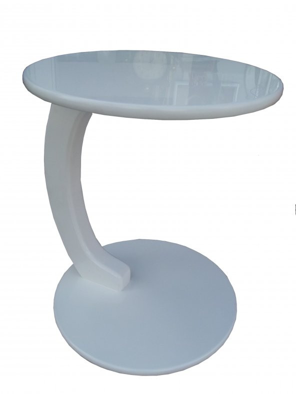 Ufo C 12624 ST Sehpa MDF Parlak BEYAZ Altı Tekerlek Kanepede Oturarak Çalışma EL yapım