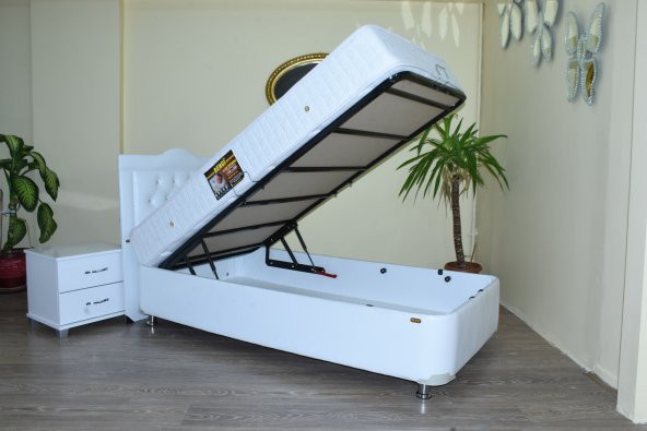 Baza-Yatak başlık 13438 90*190 Beyaz Sunideri Baza Ort Pamuk kumaş Yatak El Yapım