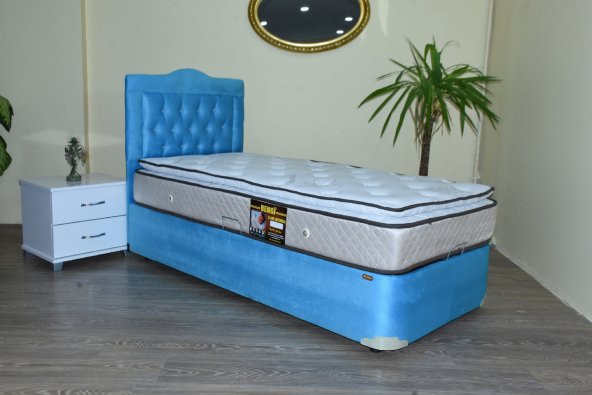 Baza Başlık Yatak 13536 100*200 Taytüy turkuaz Kumaş Pedli Ort Pamuk Yatak - 2