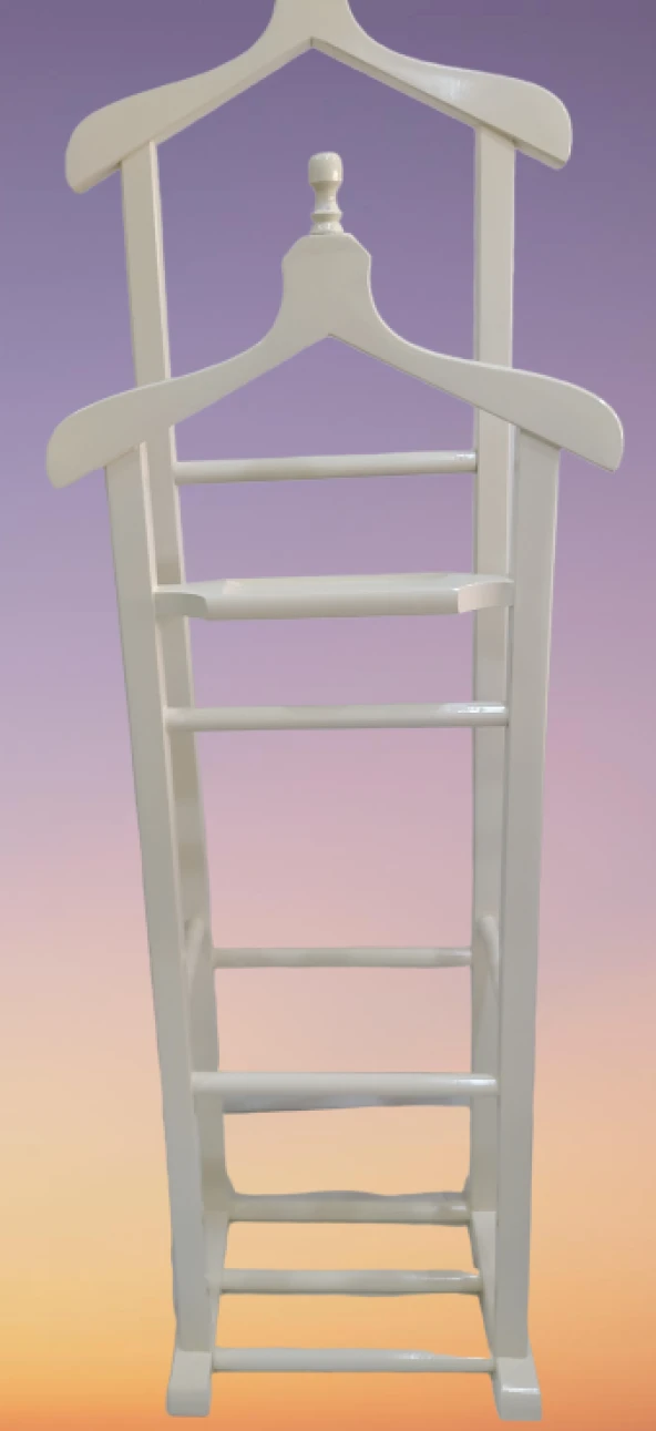 Dilsiz UŞAK ST ÇİFT TEPE 12346 Model Parlak BEYAZ Lake Askılık Ahşap Kayın Torna Elyapı - 2