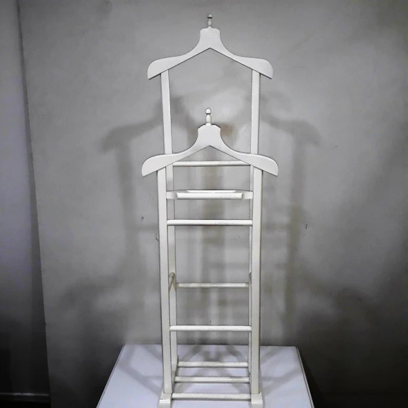 Dilsiz UŞAK ST ÇİFT TEPE 12346 Model Parlak BEYAZ Lake Askılık Ahşap Kayın Torna Elyapı - 4