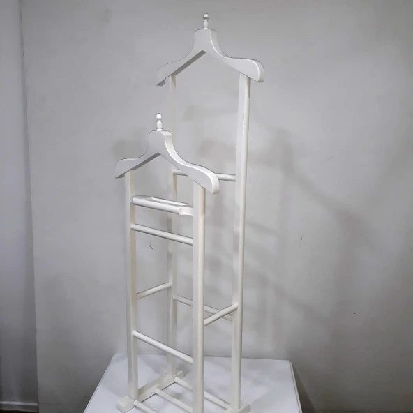 Dilsiz UŞAK ST ÇİFT TEPE 12346 Model Parlak BEYAZ Lake Askılık Ahşap Kayın Torna Elyapı - 5