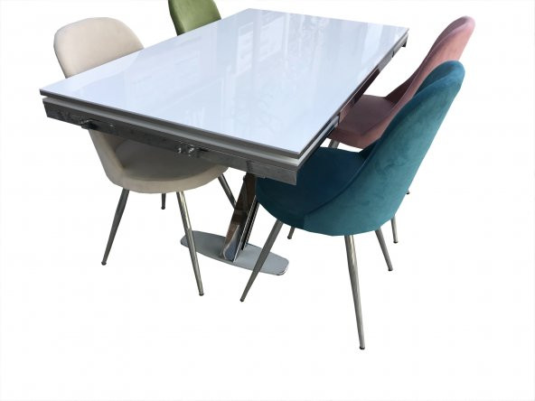 Masa-Sandalye 13660 GONCA MODEL Takımı METAL NİKELAJ ÇELİK Glosspan Tabla El Yapı - 2