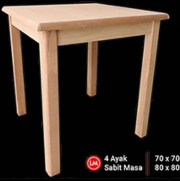 Masa 13597 KARE Model Kayın Kaplama Tabla Torna Sabit Ayak Ham Cafe  El yapım - Resim 2