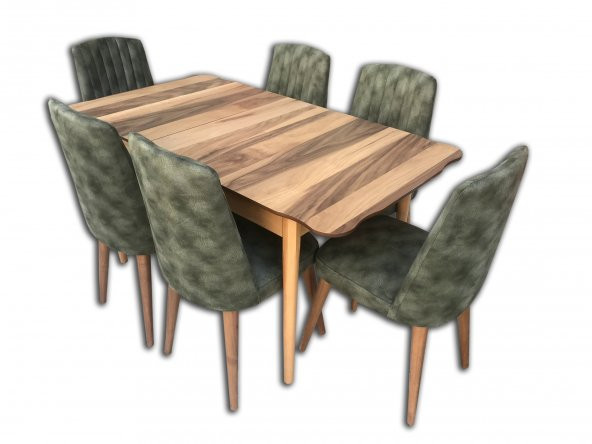 Masa 13774 Kütük desen Dalga kenar TK Kayın Torna RETRO Ayak Dilimli Döşem 6adet - Resim 3