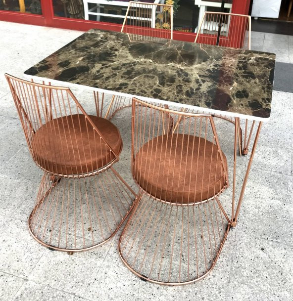 Masa 13798 TEL Sandaly Tk Metal ROSE Bakır Japon ayk MDF siyh desen Tabla El yapı - Resim 3