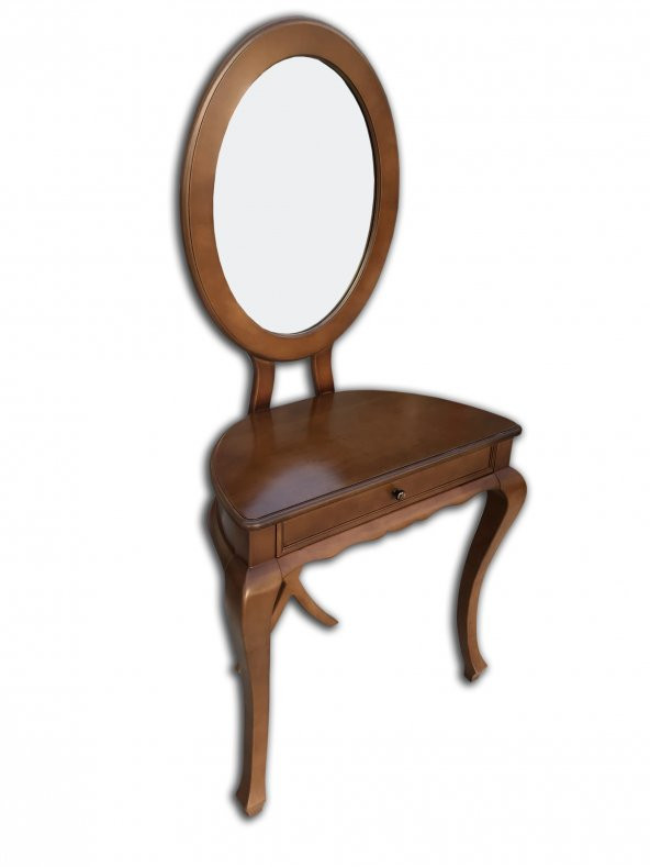 Dresuar 13876 Klasik Model Kayın Aslan Ayak Parlak Ceviz Oval Ayna Çekmc El Yapım - 2