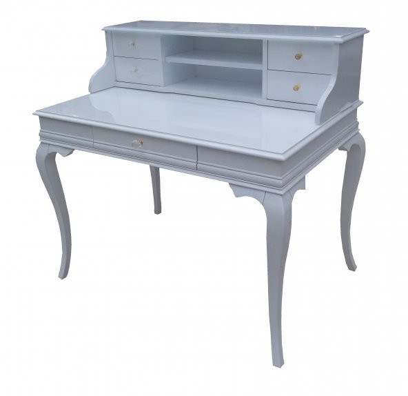 Çalışma Masa 13883 ST Klasik Model Kayın Aslan Ayak Beyaz Porselen Kulp El YapıM - 2