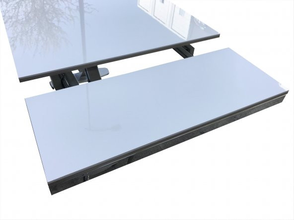 Masa 13918 X AYAK Model Metal Nikelaj Dikdörtgen Kelebek Yan Açıl Tabla üstü cam - Resim 4