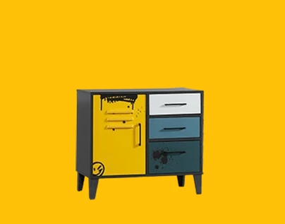 Şifonyer Urlu 14504 MİX SARI İnovasyon Model Üç Çekmece Dolaplı Kaliteli Suntalam - 5