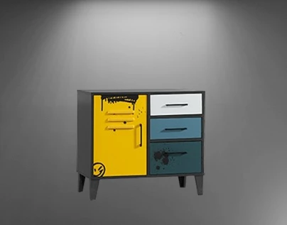 Şifonyer Urlu 14504 MİX SARI İnovasyon Model Üç Çekmece Dolaplı Kaliteli Suntalam - 6