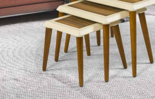 Zigon OSM 11829 Çerçeve Model Sehpa Parlak Ceviz Krem Ahşap Kayın ayak El Yapım - Resim 4