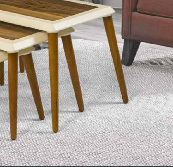 Zigon OSM 11829 Çerçeve Model Sehpa Parlak Ceviz Krem Ahşap Kayın ayak El Yapım - Resim 7