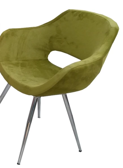 Sandalye 14181 Monaco Metal nikelaj ayak Dökme Sünger Babyfac Kumaş Yeşil El Yapı ürün görseli