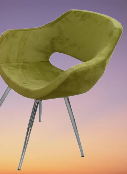 Sandalye 14181 Monaco Metal nikelaj ayak Dökme Sünger Babyfac Kumaş Yeşil El Yapı - Resim 4