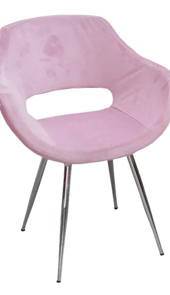 Sandalye 14182 Monaco Metal nikelaj ayak Dökme Sünger Babyfac Pembe Kumaş El Yapı ürün görseli
