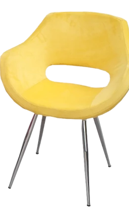 Sandalye 14180 Monaco Metal nikelaj ayak Dökme Sünger Babyfac Kumaş SARI El yapım - 2