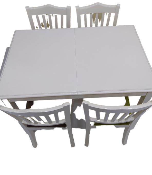 Masa ÇITALI Tk 13548 Kayın Torna Ayak sandalye açıl masa Parlak beyaz Lake Elyapı - Resim 2