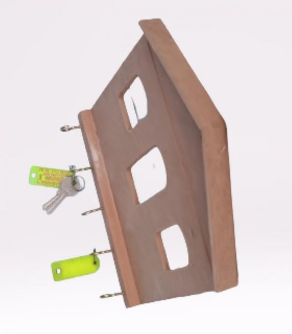 Hobi 90060 Dekoratif Model Anahtarlık Asma Kutu HAM Ahşap MDF El Yapım - 4