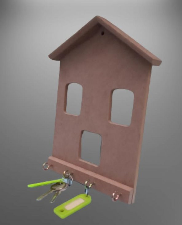 Hobi Dekoratif 90061 Model Anahtarlık Kutu Ham Ahşap MDF El Yapım - 4