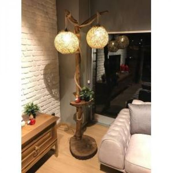 Lambader 12658 sarmaşık 2li Avize HORON Doğal Kuru Zeytin veya çam dalı El Yapım - 2