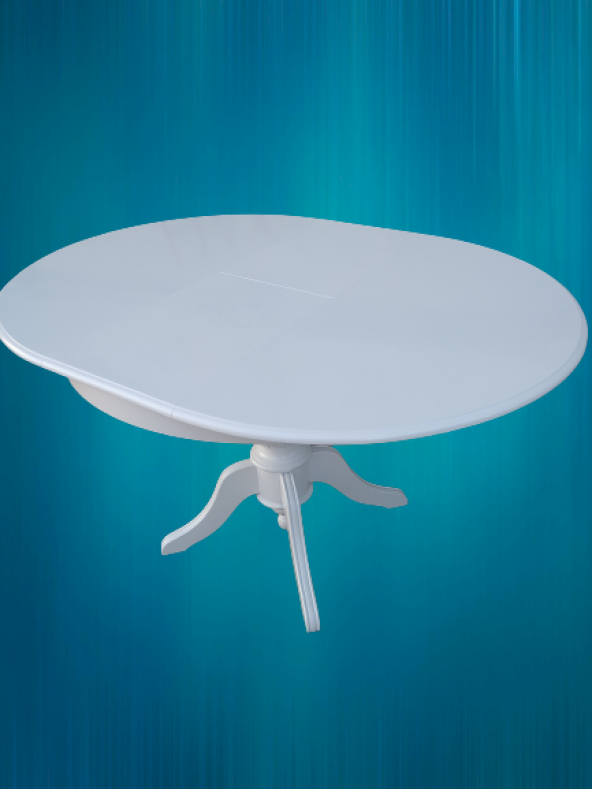 Baba Masa Ihlamur Ayak Açılır Klasik 120cm Ahşap MDF Parlak Beyaz Lake El yapım