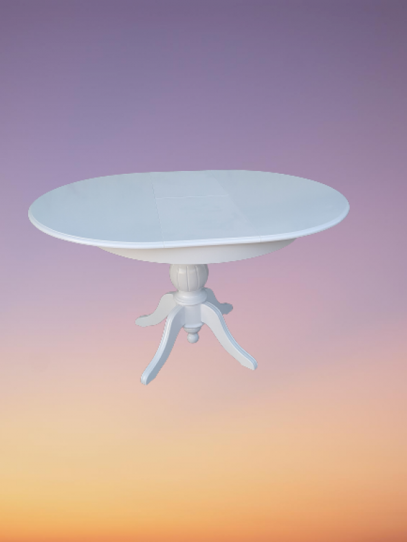 Baba Masa Ihlamur Ayak Açılır Klasik 120cm Ahşap MDF Parlak Beyaz Lake El yapım - 3