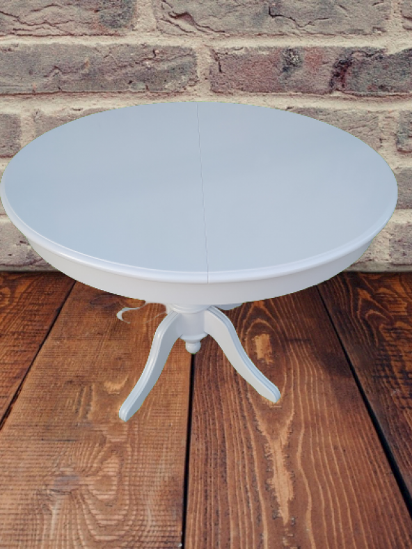 Baba Masa Ihlamur Ayak Açılır Klasik 120cm Ahşap MDF Parlak Beyaz Lake El yapım - 4