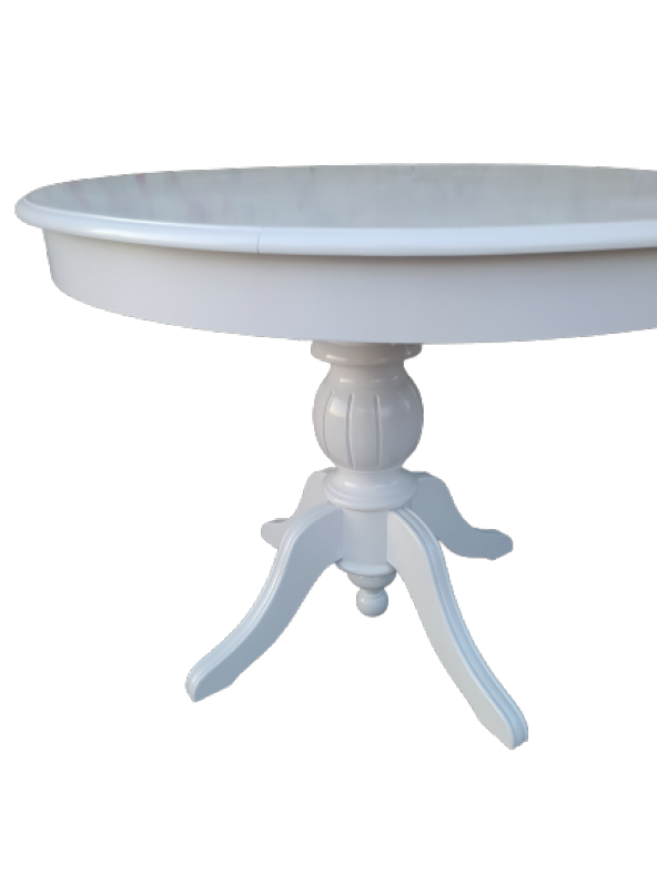 Baba Masa Ihlamur Ayak Açılır Klasik 120cm Ahşap MDF Parlak Beyaz Lake El yapım - 7