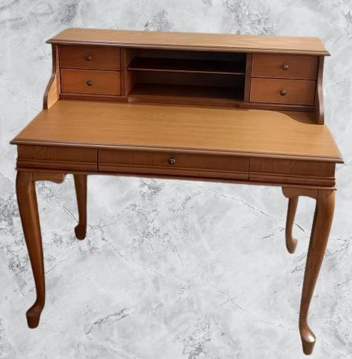 Çalışma masa ST 17345 Klasik Model Kayın Aslan Ayak CEVİZ Eskitme Kulp El Yapım - 6