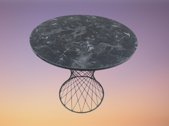 Masa 17470 POTA Model Tel Sepet Metal Siyh renk Siyah mermer desen tabla El Yapım - Resim 2