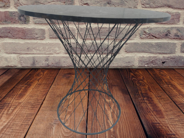 Masa 17470 POTA Model Tel Sepet Metal Siyh renk Siyah mermer desen tabla El Yapım - Resim 6