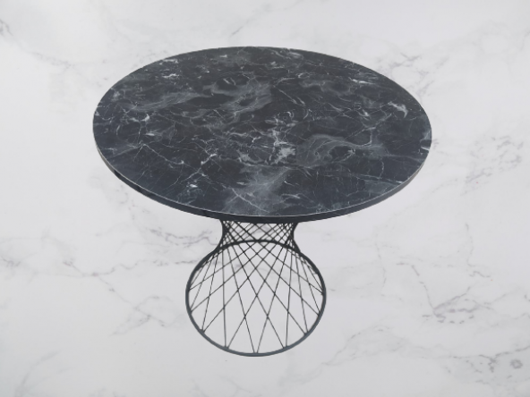 Masa 17445 OPTİMALY tel sepet POTA Model Metal Çelik Siyah mermer tabla El Yapım - 3