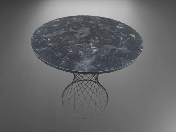 Masa 17445 OPTİMALY tel sepet POTA Model Metal Çelik Siyah mermer tabla El Yapım - 4