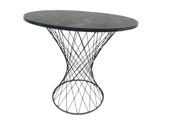Masa 17445 OPTİMALY tel sepet POTA Model Metal Çelik Siyah mermer tabla El Yapım - 5