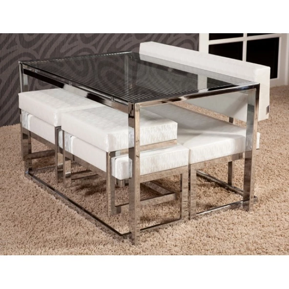 Masa-LOCA BANK tk 17347 Model Metal Nikelaj Suni deri Kırılmaz Temper Cam masa - Resim 2