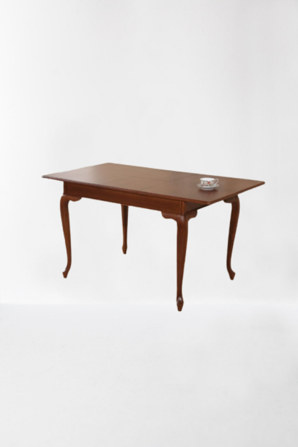 Masa 17703 LÜKENS ASLAN ayak model Kayın torna Açılır Parlak ceviz Tabla El Yapım - 2
