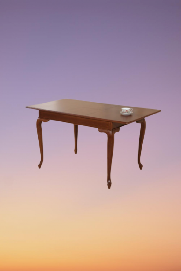 Masa 17703 LÜKENS ASLAN ayak model Kayın torna Açılır Parlak ceviz Tabla El Yapım - 5