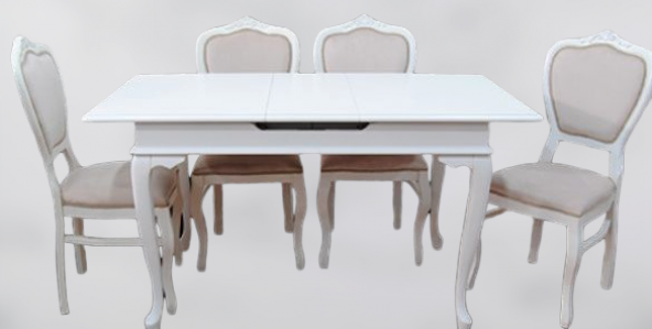 Masa-Sandalye 17755 Klasik ASLAN ayak Tk Kayın oyma otomatik Açılır beyaz TABLA - 5