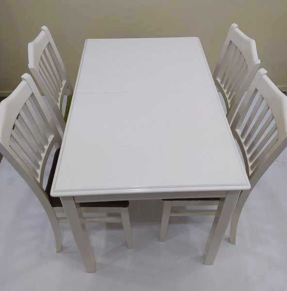 Masa -Sandalye 17864 MUTFAK Klasik model Kayın ayk açıl tabla Parlak beyaz kumaş - 3